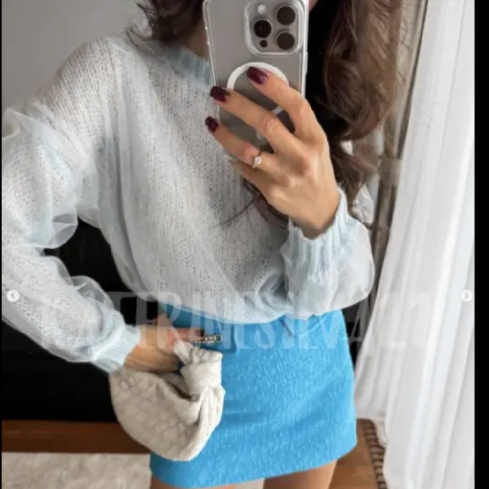 ZARA COMBINATION TULLE KNIT SWEATER NWT